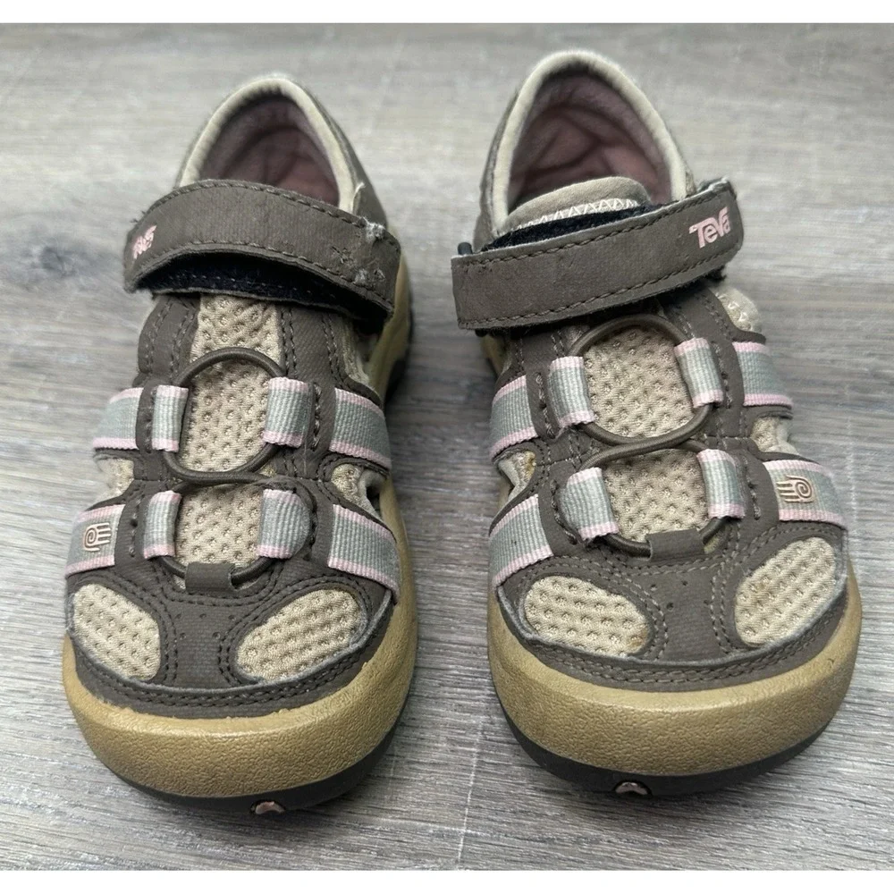 TEVA Taupe Pink Water Beach Sandal Shoes Toddler Girls Size 11 Hook Loop